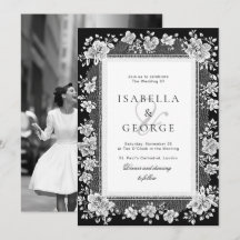 Black and white QR Photo Lace Old Money Wedding