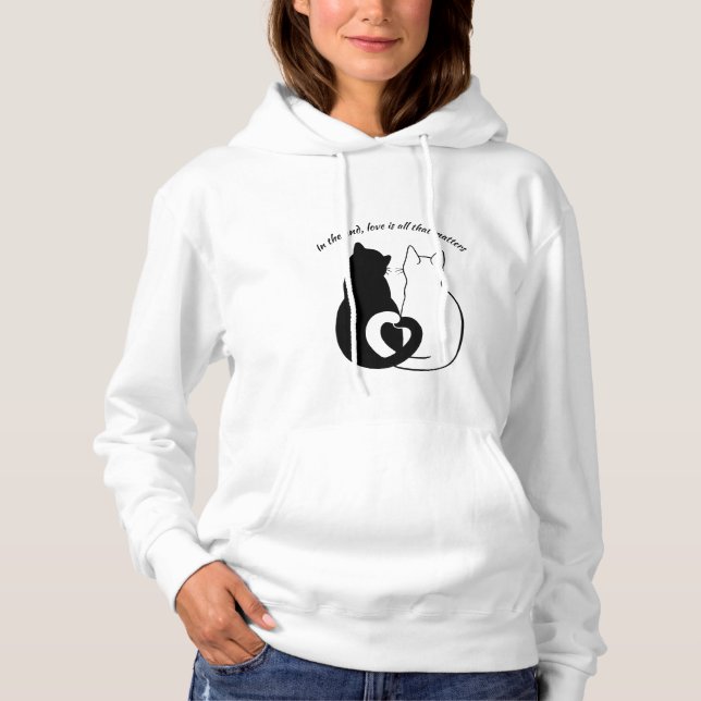 Black and White Quote Liebe Couple Hoodie (Vorderseite)