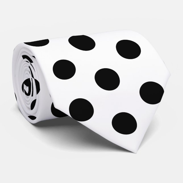 Black and White Racing Silks Polka Dot Derby Krawatte (Gerollt)