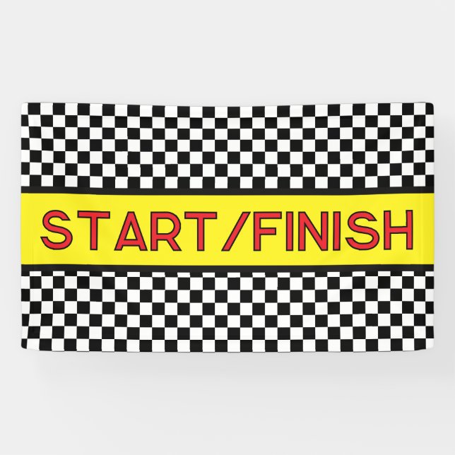 Black and white Racing START finish Line Banner (Horizontal)