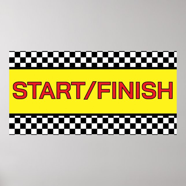Black and white Racing START finish Line  Poster (Vorne)