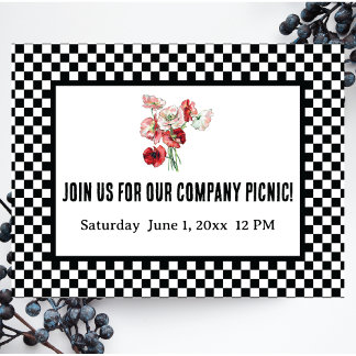 Black and White Retro Checkerboard Company Picnic Postkarte