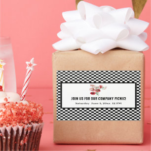 Black and White Retro Checkerboard Company Picnic Rechteckiger Aufkleber