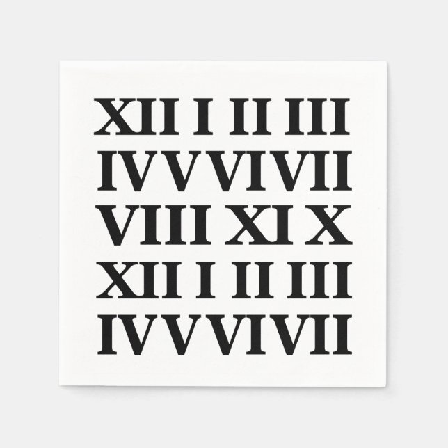 Black and White Roman Numeral Party Serviette (Vorderseite)