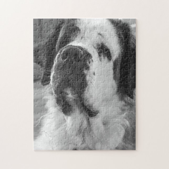 Black and White Saint Bernard Dog Puzzle (Vertikal)