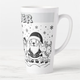 Black and White Santa Claus with Reindeers Milchtasse