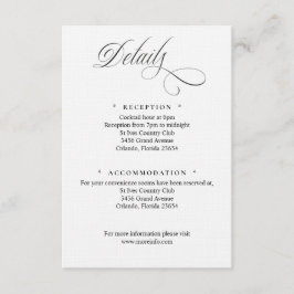 Black and White Script Details Enclosure Card Begleitkarte