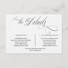 Black and White Script Details Enclosure Card Begleitkarte