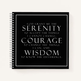 Black and White Serenity Prayer Notizbuch