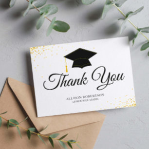 black and white simple graduation thank you postkarte