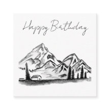 black and white sketch of Mountains