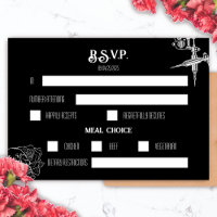 Black and White Skull Tattoo Wedding RSVP