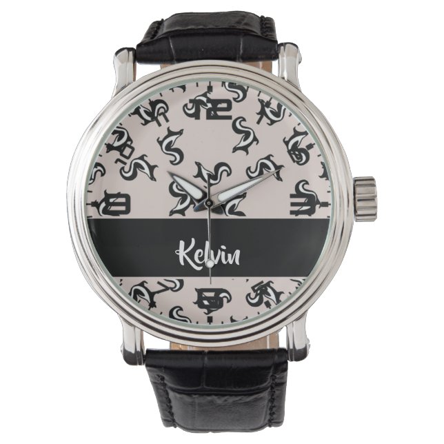 Black and white skunks on rose pink armbanduhr (Vorderseite)