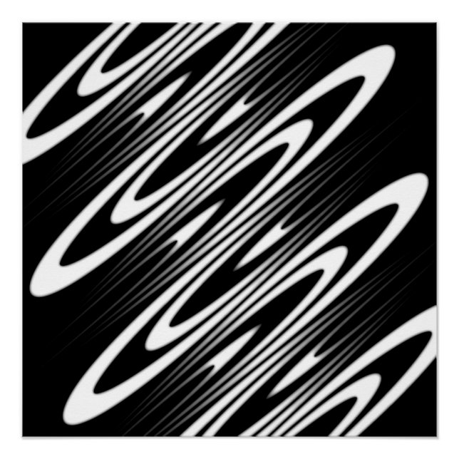 black and white smooth organic wavy pattern poster (Vorderseite)