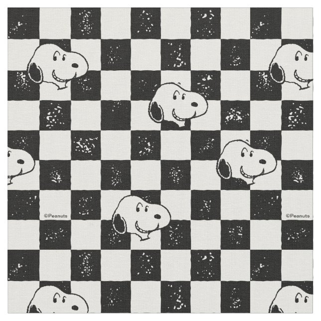 Black and White Snoopy Checkerboard Stoff (Nahaufnahme)