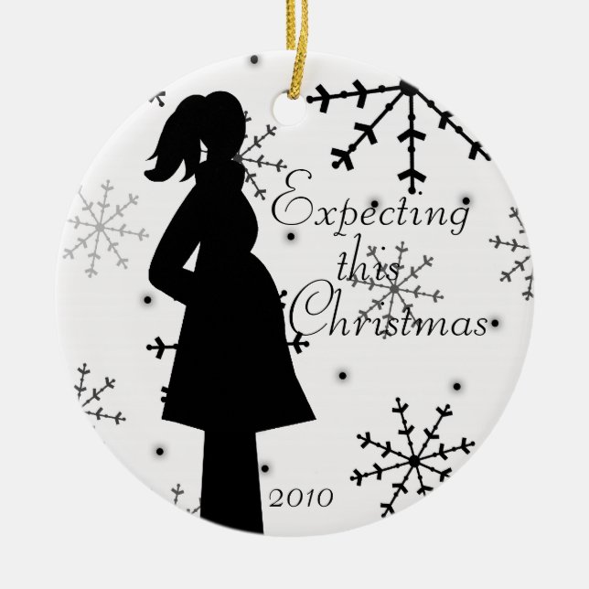 Black and White Snowflake Pregnancy Ornament (Vorne)