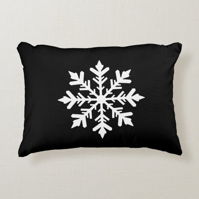 Black And White Snowflake Silhouette Festive Dekokissen (Vorderseite)