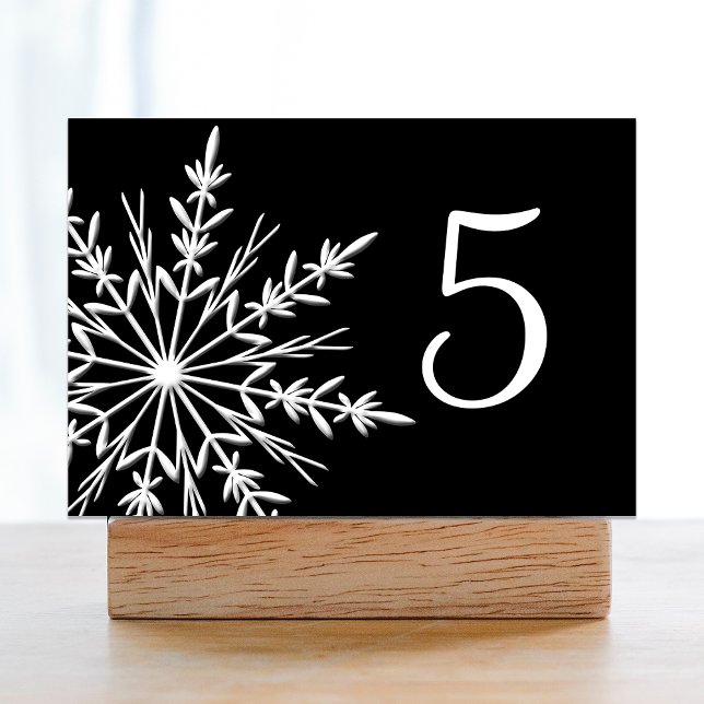 Black and White Snowflakes Winter Table Numbers Tischnummer (Von Creator hochgeladen)