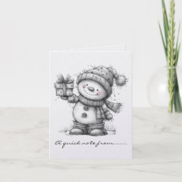 Black and White Snowman and Gift