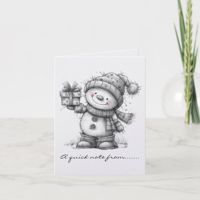Black and White Snowman and Gift (Vorderseite)
