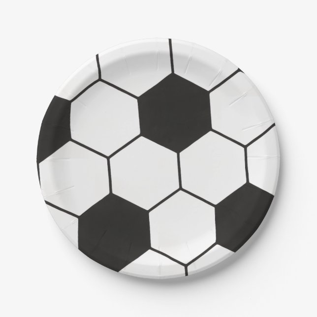Black And White Soccer Ball Geometric Pattern  Pappteller (Vorderseite)
