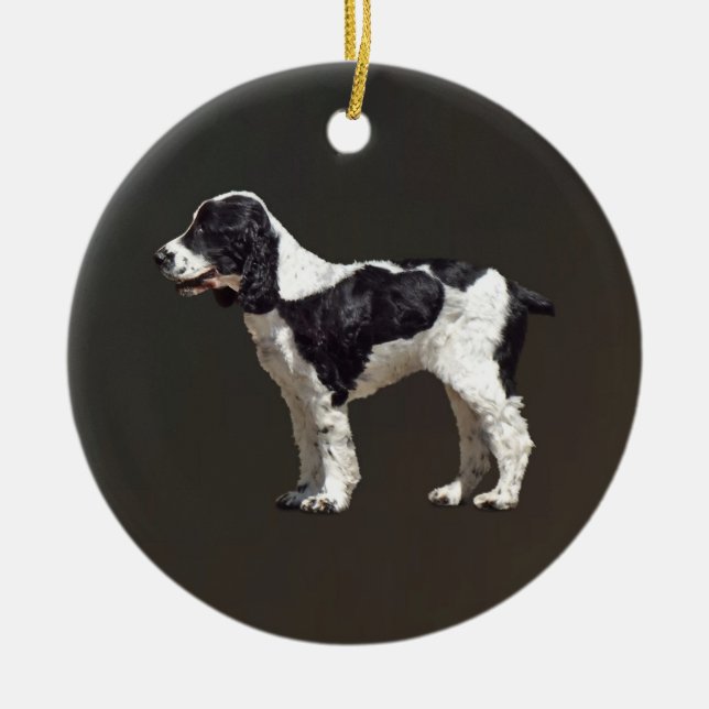 Black and White Spaniel Keramik Ornament (Vorne)