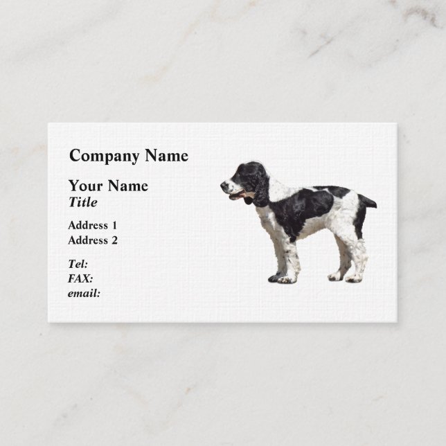 Black and White Spaniel Visitenkarte (Vorderseite)