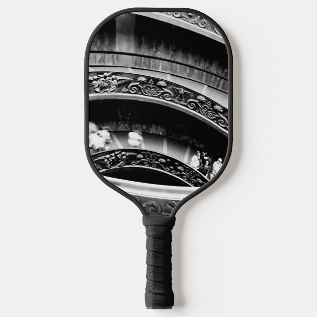 Black and White Spiral Staircase Pickleball Schläger (Vorderseite)