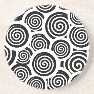 Black and white spirals vector pattern getränkeuntersetzer