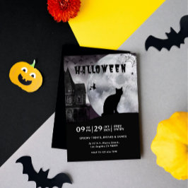 Black and White Spooky Halloween Vibe Party Invite Einladung