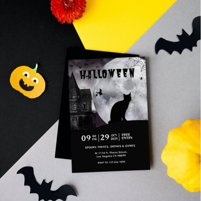 Black and White Spooky Halloween Vibe Party Invite Einladung (Von Creator hochgeladen)