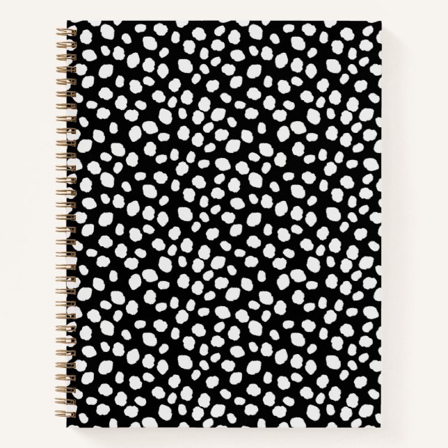 Black and white spotty pattern notebook notizbuch (Vorderseite)