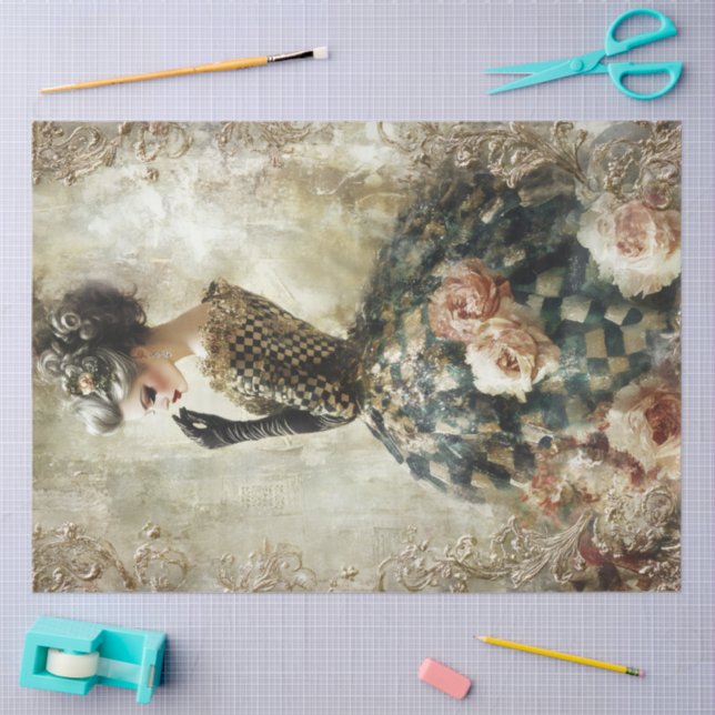 Black and White Spring Portrait Tissue Paper Seidenpapier (Basteln)