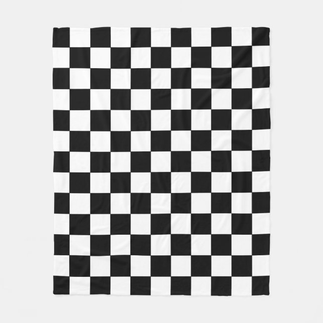 Black and White Squares Checkered Blanket Fleecedecke (Vorderseite)