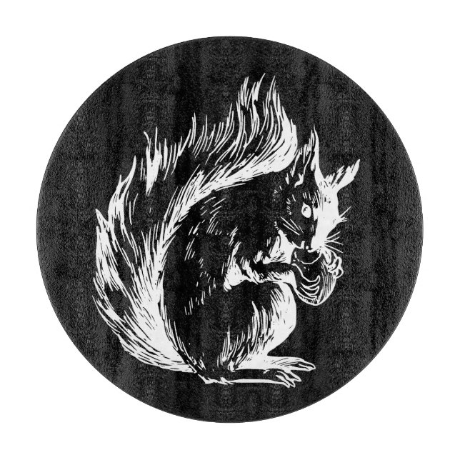 Black and White Squirrel Art Schneidebrett (Vorderseite)
