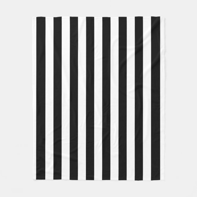 Black and White Stripe Fleece Blanket (Vorderseite)