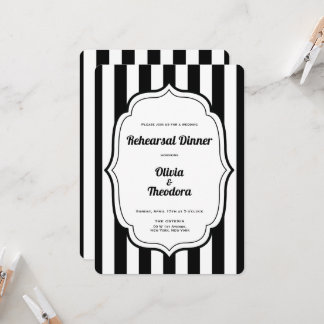Black and White Stripe Rehearsal Dinner Invitation Einladung