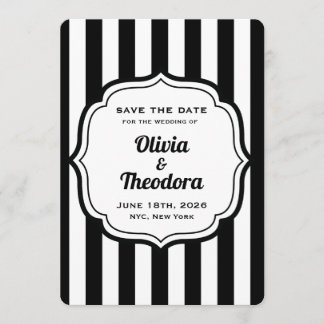Black and White Stripe Save the Date Cards Einladung