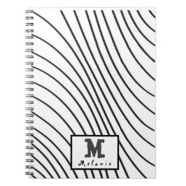 Black and white striped Abstract minimal Monogram  Notizblock