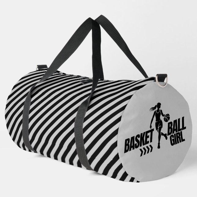 Black And White Striped Basketball Player Girl Duffle Bag (Linke Ecke)
