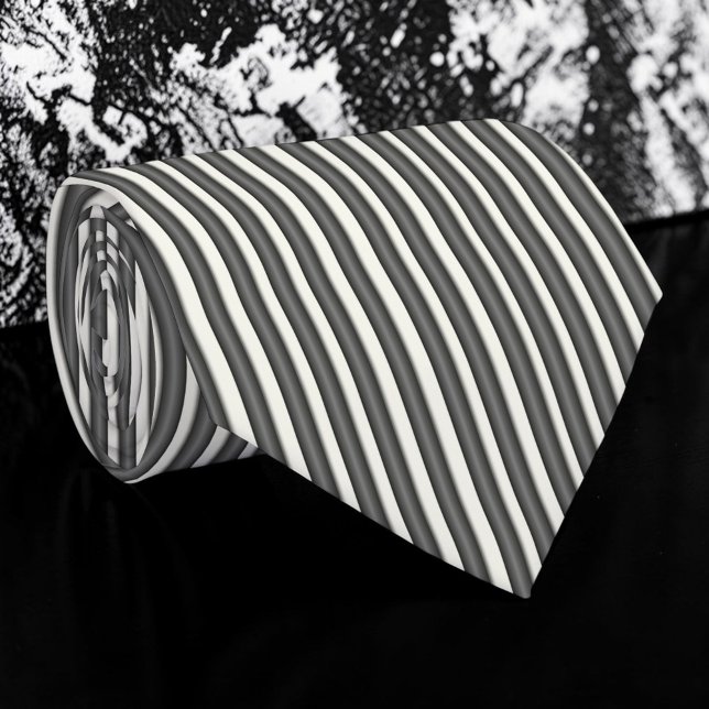 Black and White Striped Custom Necktie Krawatte (Von Creator hochgeladen)