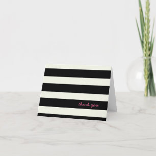 Black and White Striped Note Card Dankeskarte