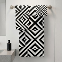 Black and White Striped Op Art Geometric Pattern