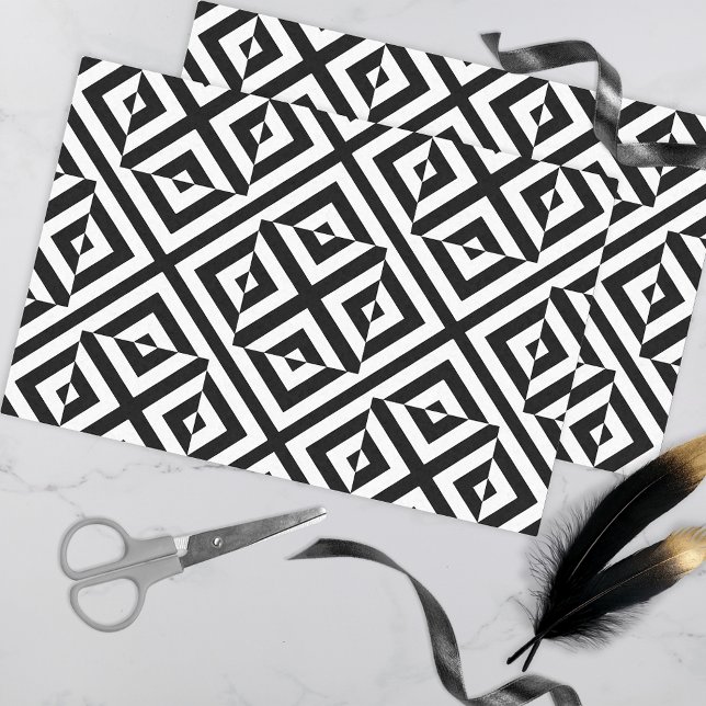 Black and White Striped Op Art Geometric Pattern Seidenpapier (Von Creator hochgeladen)