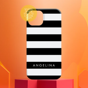 Black and White Striped Pattern Custom Name Case-Mate iPhone Hülle
