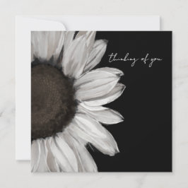Black and White Sunflower Thinking Of You Card Karte