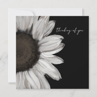 Black and White Sunflower Thinking Of You Card Karte