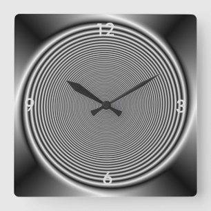 Black and White Swirl > Wall Clock Quadratische Wanduhr