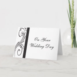 Black and White Swirls Blended Family Wedding Karte