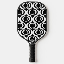 Black and White Swirls Pickleball Paddle